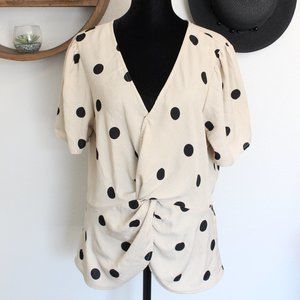 OLM Polka Dot Twist Front Blouse